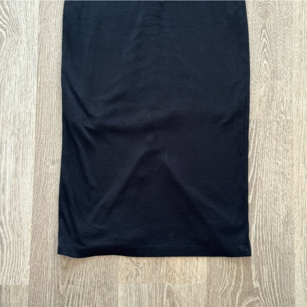 Marine Layer Lexi Rib Daytime Midi Dress Minimal Black Sleeveless Stretch Sz M - Picture 8 of 10